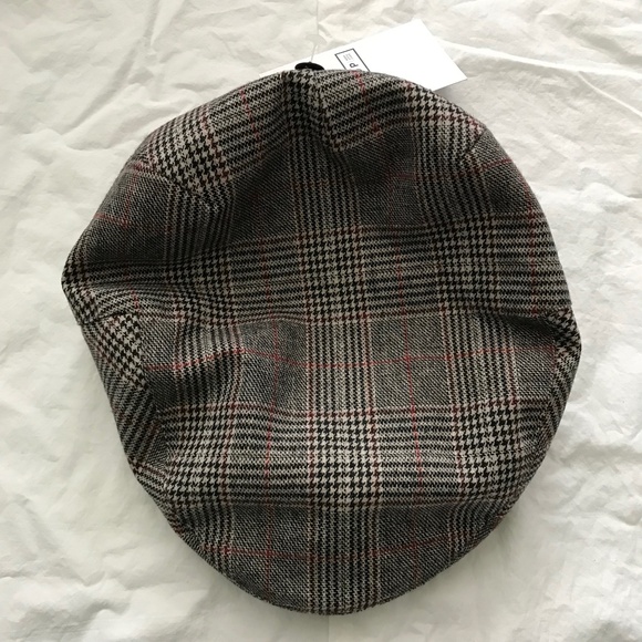 NWT Tip Top Tailors Burgundy Plaid Hat Unisex Black White Red Gatsby Cap Flat - Picture 2 of 12